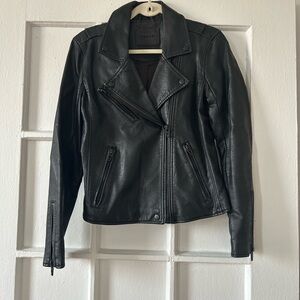 Blank NYC Faux Leather Moto Jacket — black, small